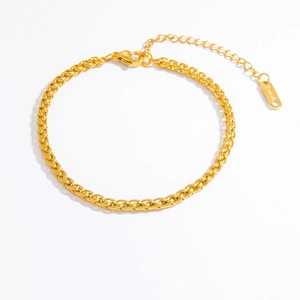 Elegant 18k gold plated stainless steel Spiga chain bracelet with lobster clasp closure