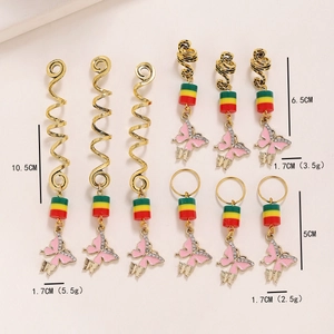 Accessoires cheveux spirale avec perles colorées et pendentifs papillon cristal
