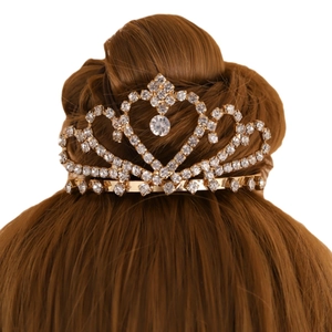 Corona a Cuore con Strass per Bambini Pettine per Capelli in Lega per Ragazze Matrimonio Festa Spettacolo Accessori per Capelli Oro Argento