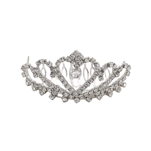 Corona tiara in argento con strass e pettine per capelli per bambine e cerimonie
