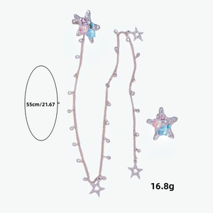 Set di fermagli per capelli a stella con catena di strass e ciondoli colorati