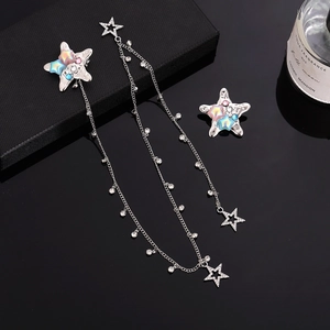 Mollette per capelli a forma di stella con lunghe catene e strass colorati da donna