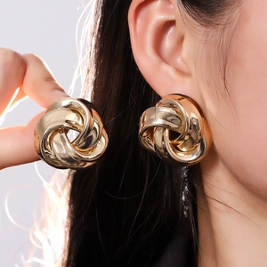 Boucles d'oreilles nœuds torsadés dorées style vintage français pour femme