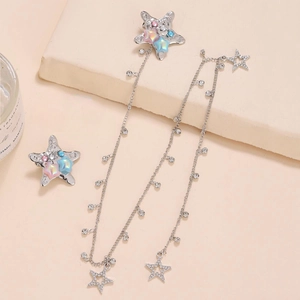 Set di fermagli per capelli a stella con frange metalliche e perline colorate