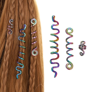 Vintage Celtic Spiral Hair Clips For Women Iridescent Rainbow Alloy Braid Accessories Dreadlock Hair Pins Irish Style Jewelry