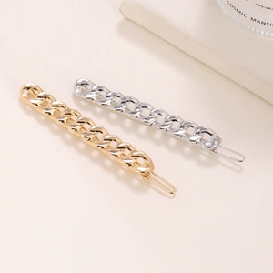 Barock-Ketten-Haarklammern-Set in Gold und Silber mit Panzerketten-Design für Damen