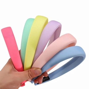 Set of six macaron-colored thick sponge headbands for women with matte non-slip finish