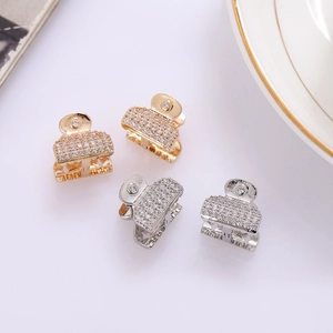Mini pinces à cheveux de luxe avec strass en zircon en finition or et argent