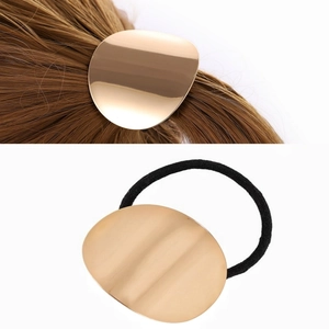 Minimalist Oval Metal Brushed Hair Tie High Elasticity Smooth Alloy Scrunchies Fashion Commuting Headwear For Women Jewelry