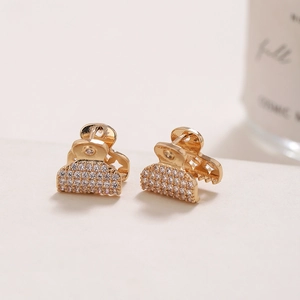 Mini pinces à cheveux dorées de luxe avec incrustation de zircons brillants