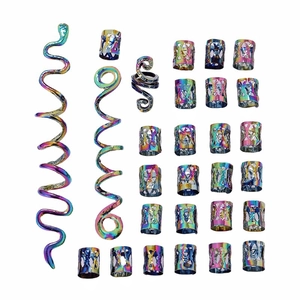 Viking Haarspiralen Set mit schillernden Metallclips für keltische Zöpfe und Dreadlocks