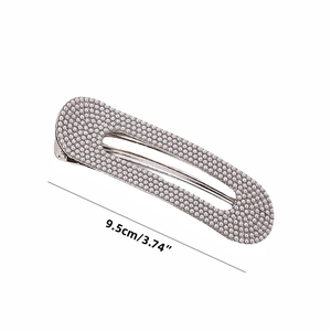 Große 9,5 cm Haarklammer in Silber mit weißen Perlen für Hairstyling und Makeup