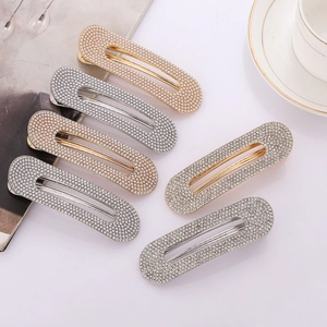Luxus Oval Hohl Legierung Haarspange Mit Strass Künstliche Perle Gold Silber Entenschnabel Clip Für Frauen Täglich Haarschmuck