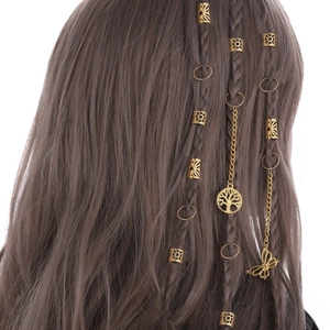 Accessoires Dreadlock en Alliage d'Or Arbre de Vie Papillon Anneaux de Tresse Creux Pinces à Cheveux en Métal