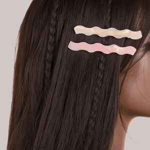 Lot de barrettes à cheveux ondulées en acétate nacré blanc crème et rose doux pour femme