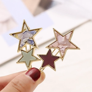 Pinces à Cheveux Étoile Creuse en Alliage Motif Marbre Acétate Épingle à Cheveux Latérale Femme Bijoux Cheveux