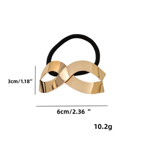 Détail de l'élastique à cheveux symbole infini avec poids de 10,2g et longueur de 6cm