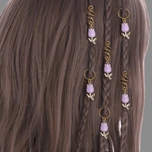 African Braid Hair Clips Gold Alloy Tulip Pendant Enamel Rhinestone Decoration Jewelry For Women Dirty Braids Hair Rings