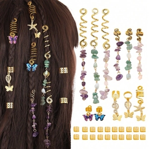 Alloy Rhinestone Butterfly Star Hollow Hair Rings Dreadlock Jewelry Bohemian Braid Accessories For Women Hair Clips DIY