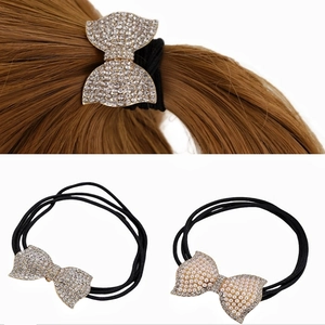 Strass Schleife Haargummis Für Damen Elegant Künstliche Perle Geometrisch Gebogen Scrunchies Koreanisch Stil Hohe Elastische Accessoires