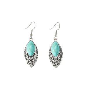 Vintage bohemien druppeloorbellen met blauwe strass-steentjes en turquoise inlegwerk