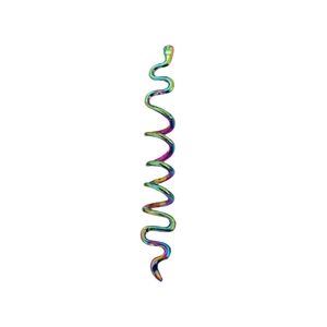 Detailed macro view of Celtic spiral hair pin featuring vibrant rainbow gradient plating