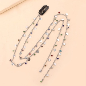 Elegant Silver Tassel Hair Braiding Chain With Heart Pendant Rhinestone Hair Clip For Women Wedding Party Hair Jewelry