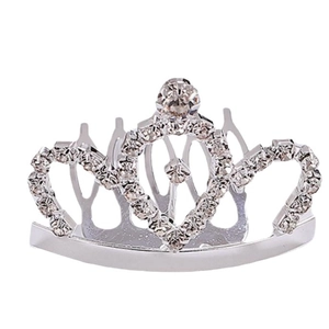 Peigne à cheveux couronne argentée avec strass étincelants pour mariée ou petites filles
