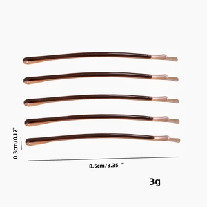 Set of 5 brown minimalist metal barrette hair clips 8.5cm long for styling
