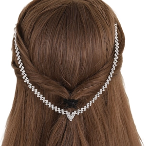 Elegant Zinc Alloy Rhinestone Long Tassel Hair Chain Minimalist Wedding Bridal Headpiece Silver Gold Tassel Bobby Pin Jewelry