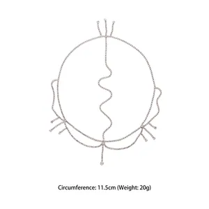 Bandeau à strass argenté avec franges et circonférence de 11,5 cm pour femme