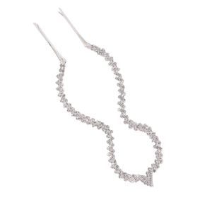 Bridal long tassel rhinestone hair chain with silver clips for wedding hair styling