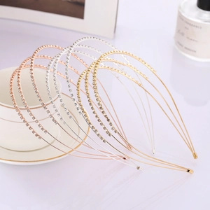 Elegant Triple Layer Rhinestone Headband Minimalist Metal Alloy Hair Band Electroplated Sparkling Hair Accessory For Women Party Jewelry