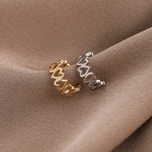 Trendy Copper Hollow Heart Ear Cuffs Korean Minimalist Non Pierced Heart Ear Clips Gold Silver Jewelry For Women Fashion Earring