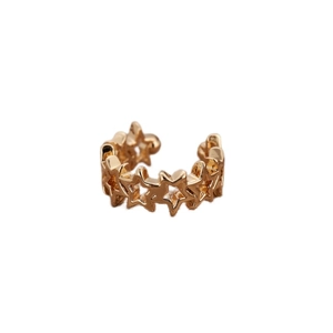 Minimalist gold U-shaped star ear cuff with a continuous hollow five-pointed star design