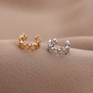 Minimalist Copper Hollow Star Ear Cuff For Women Gold Silver Plated No Pierced U Shaped Fashion Jewelry Accessories Earrings