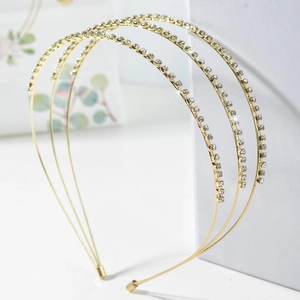 Serre-Tête Doux à Plusieurs Couches en Strass Alliage Cristal Triple Ligne Pour Femmes Mariage Fête Accessoires de Cheveux Élégants