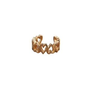 Minimalist gold hollow heart ear cuff with adjustable opening and glossy finish