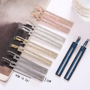Elegant Long Geometric Rectangle Dangle Earrings Alloy Pave Rhinestone 925 Sterling Silver Post For Women Party Jewelry