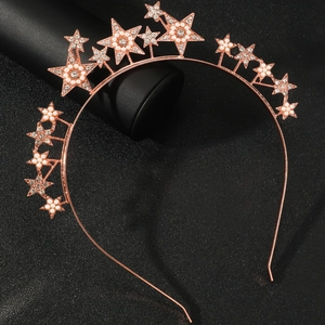 Funkelndes roségoldenes Sternen-Diadem mit Strass und Perlen für festliche Anlässe