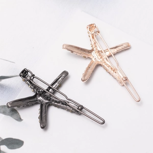 Ensemble de barrettes étoile de mer avec strass en or rose et noir pour femmes élégantes