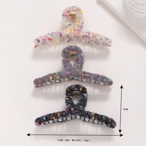 Colorful knitted wool yarn wrapped hair claw clips for women available in three colors