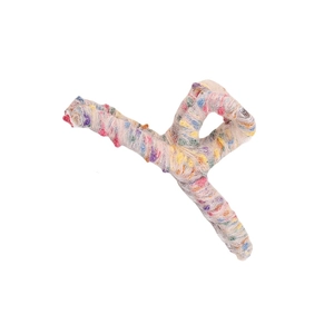Large colorful wool wrapped cross hair claw clip for women with soft plush knit texture