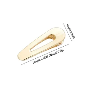 Golden hollow teardrop duckbill hair clip with brushed metal texture 6.6cm DIY base