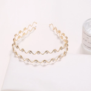 Exquisite Alloy Rhinestone Wavy Headband For Women Simple Metal Zigzag Hair Band Elegant Princess Hair Accessories For Wedding Party