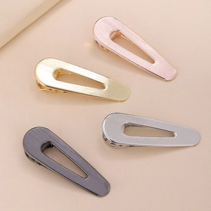 Alloy Hollow Water Drop Duckbill Hair Clip Minimalist Brushed Metal Texture DIY Hair Accessories For Women Daily Jewelry