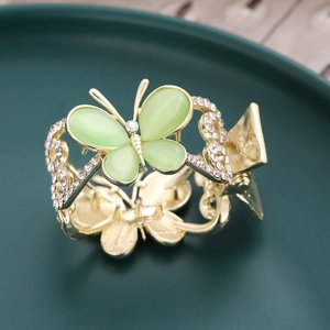 Elegante Legierung Schmetterling Haarkralle Mit Strass Für Damen Koreanischer Stil Gold Grün Metall Haarschmuck Kopfschmuck
