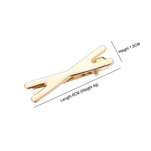 Barrette à cheveux minimaliste en métal doré de 6cm avec finition plaquée lisse
