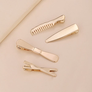 Pince à Cheveux en Alliage d'Or Minimaliste DIY Pinces à Bec de Canard en Métal Électroplaqué Barrette Géométrique Peigne Croix Femmes