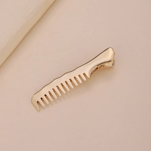 Barrette à cheveux minimaliste en métal doré en forme de peigne pour accessoires DIY